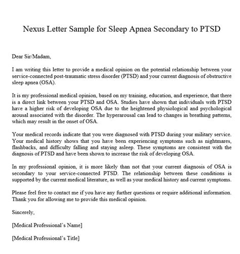 Nexus Letter For Sleep Apnea Secondary To Depression Ongoing illnesses, particularly those that cause pain, affect brain chemistry and sleep and cause mood fluctuations, all of which can lead to varying degrees of depression and anxiety. . Nexus letter for secondary condition sleep apnea